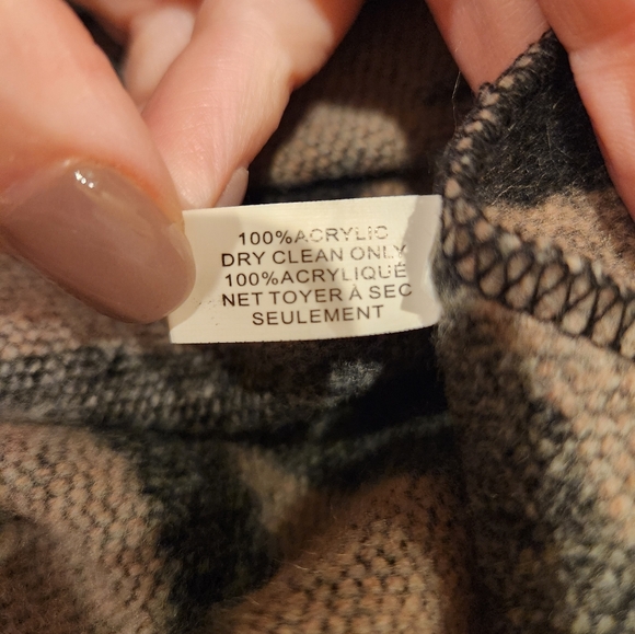 Michael Stars Cape One Size Hooded Open Poncho reversible Black brown aztec - Picture 9 of 9